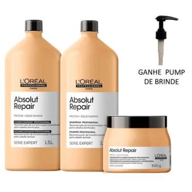 Imagem de Kit L'oreal Gold Quinoa Shampoo, Condicionador E Máscara - L'oréal Pro