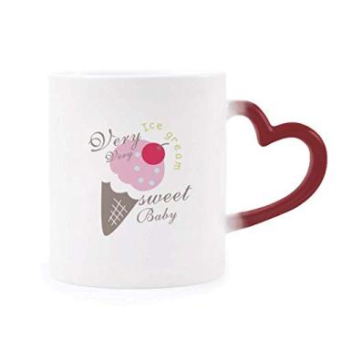 Imagem de Caneca Cherry Sweet Baby Sweet Ice Cream Sensível ao Calor Vermelho Copo de Grés que muda de cor