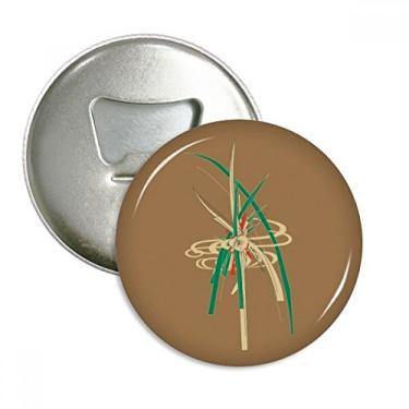 Imagem de Abridor de garrafas de folhas de cultura japonesa emblema de ímã de geladeira multifuncional