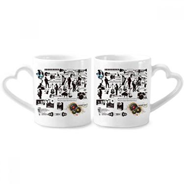 Imagem de Conjunto de canecas de porcelana para casal, estampa louca, festival de música rock, coração