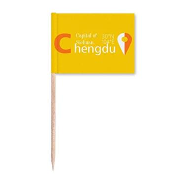 Imagem de Chengdu Geography Coordenates Travel Toothpick Flags Marker Topper Decoração de Festa