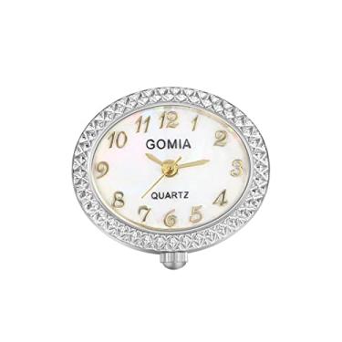 Imagem de Lancardo Relógio de anel vintage para mulheres e homens relógio analógico de quartzo mostrador oval ajustável ouro prata relógio de dedo para o Natal, silver