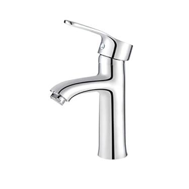 Imagem de LIDON Torneira de pia torneiras de latão torneira de pia quente e fria banheiro 1 furo cromado torneira de banheiro alça única para varanda, cromo A (cor: cromo B)