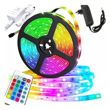 Imagem de Fita Led RGB 5050 Colorida 5 Metros 16 Cores Com Fonte e Controle TAMO