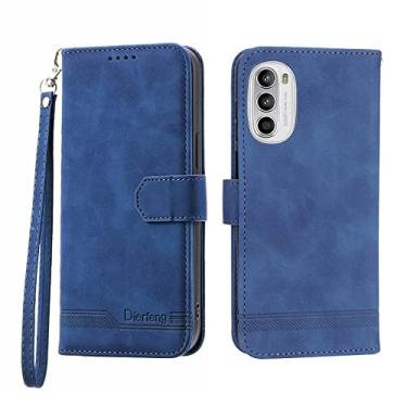 Imagem de Compatible with Motorola Moto G52 4G/G82 5G/G71S Wallet Case,for Motorola Moto G52 4G Case with Card Holder,Full Body Protective Cover Premium Soft PU Leather Case,TPU Inner Wallet Case (Color : Blue