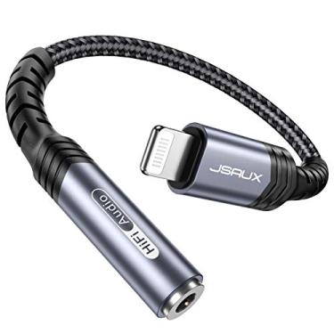 Imagem de JSAUX Adaptador Lightning para 3,5 mm - Adaptador auxiliar compatível com iPhone certificado pela Apple MFi, compatível com iPhone 14/14 Pro/13/13 Pro/12/12 Pro/11/11 Pro/SE/X/XR/XS/8 Cinza