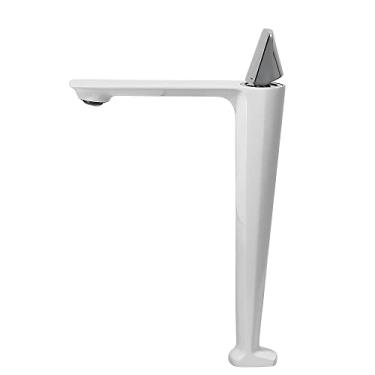 Imagem de Misturador de água quente torneira única para banheiro branco cromado torneira da pia do banheiro fria e,3