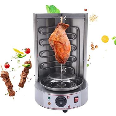 Imagem de Grelhador giratório automático de 360°, grelhador elétrico vertical para churrasco, grelhador para festas em casa, viagens, caminhadas, acampamento, jardim, temperatura ajustável de 50-300 ℃