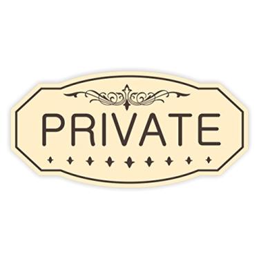 Imagem de Placa de porta/parede privada vitoriana, Ivory / Brown, Small 3" x 6"