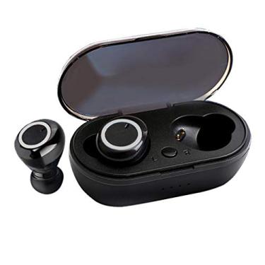 Imagem de Y50 5.0 de Ouvido Ouvido Estéreo de Ouvido Sem Fio com Caso de Carregamento TWS Construído em Mic Headset Graves, Preto Branco