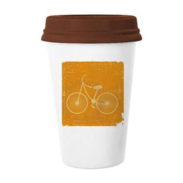 Imagem de Ilustração esportiva bicicleta estampa amarela caneca café copo cerâmica copo tampa