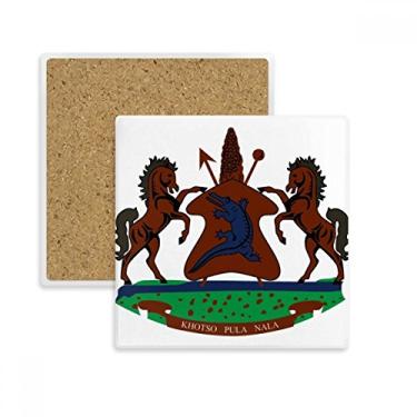 Imagem de Porta-copos com emblema nacional da África do Lesoto, porta-copos quadrados, pedra isolante