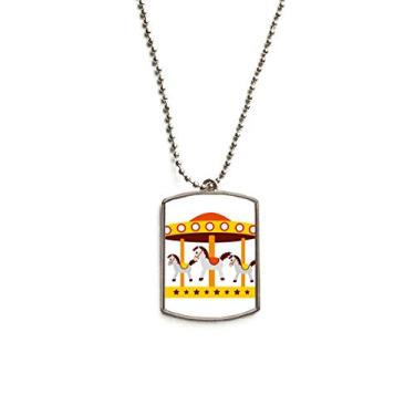 Imagem de DIYthinker Colar para animais de estimação com pingente de corrente de aço inoxidável e ilustração de carrossel para parque de diversões