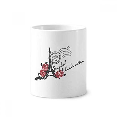 Imagem de Suporte de caneta de escova de dentes estilo Carimbo da Torre Eiffel Roses França Paris Caneca suporte de cerâmica copo lápis