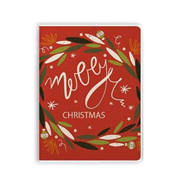 Imagem de Caderno de ilustração de folha de guirlanda colorida de Natal capa de goma Diário capa macia