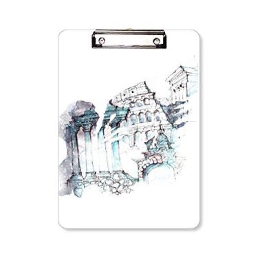 Imagem de Placa de suporte para pintura em aquarela arquitetônica em roma com arruína, pasta, bloco de notas A4
