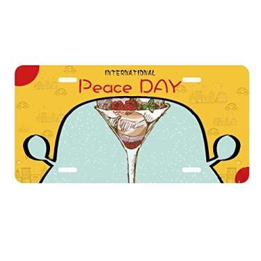 Imagem de DIYthinker Placa de licença de sorvete de folhas de flor, placa de identificação para decoração de carro Dia da Paz