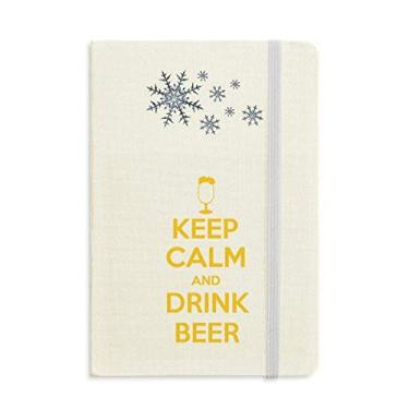 Imagem de Caderno com frase Keep Calm And Drink Beer Yellow Thick Journal Snowflakes Winter
