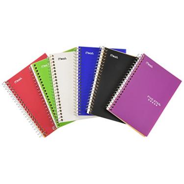 Imagem de Five Star Caderno espiral pessoal, 18 x 10 cm, 100 folhas, regras universitárias, cores sortidas, pacote com 6
