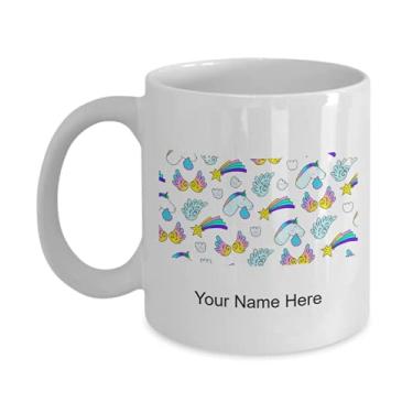 Imagem de Caneca personalizada de unicórnios-estrela, copo de café unicórnios-estrela, ideia de presente de unicórnios-estrela, caneca personalizada de unicórnios-estrela, caneca de café de 325 ml