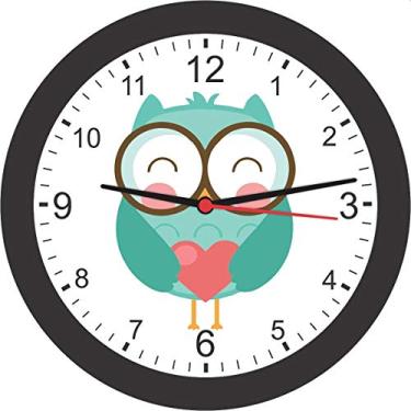 Imagem de Relogio De Parede Redondo Preto Corujinha Verde 21,7c - 01 Unidade Bell´s Multicor