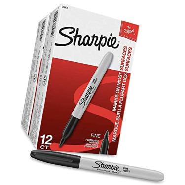 Imagem de Sharpie Marcadores permanentes de ponta fina, 24 marcadores (2 caixas de 12), preto (30051)