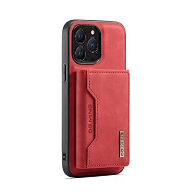 Imagem de Hee Hee Smile Capa carteira flip de luxo retrô para iPhone 13 Pro Max couro PU magnético porta-cartões bolso compartimentos para cartões vermelho