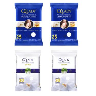 Imagem de Kit Q' Lady 2 Toalhas Umedecidas Demaquilantes + 2 Toalhas Íntimas Q' Lady Sem Perfume