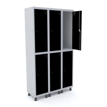 Imagem de Guarda Volume Roupeiro 6 Portas Aço GRP 503/6 Pandin Móveis Cinza/Preto