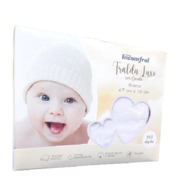 Imagem de FRALDA DE PANO Incomfral LUXO BRANCA COM BAINHA - CAIXA C/5
