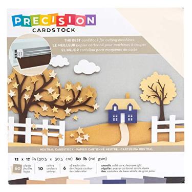 Imagem de American Crafts Pacote de cartolina de precisão, 30 x 30 cm, neutro, corte, estampagem, fabricação de cartões, scrapbooking, fabricação de cartões, sem ácido, seguro para arquivos, cores vibrantes,