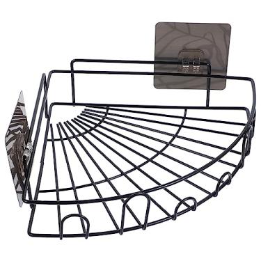 Imagem de RUNROTOO Prateleira de armazenamento em forma de leque prateleira de parede para decoração prateleiras de parede para armazenamento prateleira de metal prateleiras de armazenamento de banheiro canto de parede chuveiro sem perfuração prateleiras de canto prateleira de metal de canto