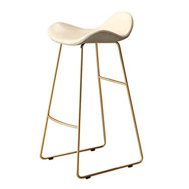 Imagem de Cadeiras de sala de jantar tamboretes de bar tamboretes de bar simples e modernos, banco alto com encosto de assento de couro PU e apoio para os pés de arte de ferro, cadeira de sala de jantar de balcão de cozinha para