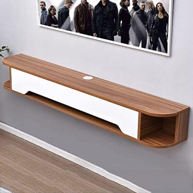 Imagem de JUNNIU Unidade de TV montada na parede, suporte de TV flutuante montado na parede, console de mídia montado na parede de 130 cm centro de entretenimento, rack set-top box, calha de cabo oculto/espaço livre/decoração D/D