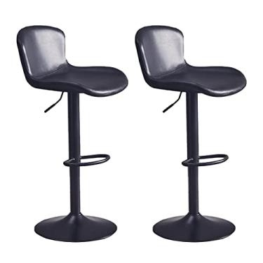 Imagem de Cadeiras de jantar cadeiras de sala de jantar conjunto de 2 bancos de bar de couro PU cadeiras de balcão com encosto banquetas de bar de café da manhã para ilha de cozinha, cadeiras de bar giratórias bancos altos altura ajustável Tudo está bem