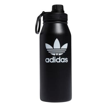 Imagem de adidas Originals Garrafa de água de metal de 1 litro, aço inoxidável 18/8 com isolamento térmico de parede dupla quente/frio, Preto/branco, tamanho nico