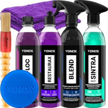 Imagem de Kit Shampoo V-Floc Cera Blend Black Spray Sintra Fast Restaurax Vonixx + Pano 40x40cm Zacs