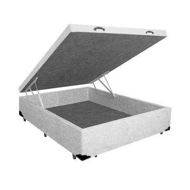 Imagem de Base Cama Box Baú Blindado Casal Suede Cinza 43x138x188