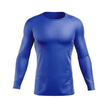 Imagem de Camisa Proteção Solar Masculina Uv Termica Manga Longa Segunda Pele (BR, Alfa, P, Regular, Azul Bic)
