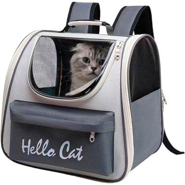 Imagem de Bolsa Mochila Transporte Pet Gato Animais Estimaçao Pequeno Medio Porte Visao Panoramica Viagem Passeio Caminhada Bolsos Ventilaçao
