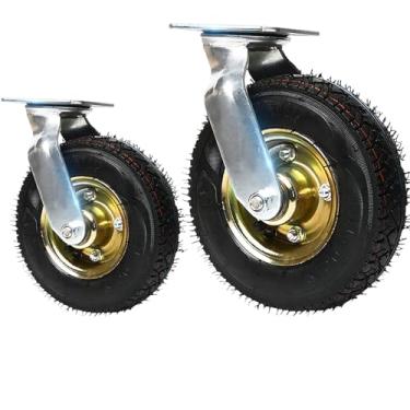 Imagem de Rodízios giratórios sem ruído, roda fixa, pacote com 2, roda de transporte industrial de carrinho, rodízios de móveis, 15 cm, 20 cm, 20 cm, roda de borracha
