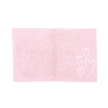 Imagem de Tapete De Quarto Kids Infantil Bebê Algodão Retangular Vizapi Love 70x120Cm Rosa Claro Branco