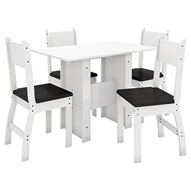 Imagem de Conjunto de Mesa e 4 Cadeiras para Sala de Jantar Milano-poliman - Branco/Preto