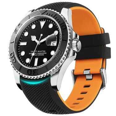 Imagem de Fullmosa Pulseiras de silicone para relógio, 22 mm, 20 mm e 24 mm, sem lacunas, compatível com Samsung Galaxy Watch 7, 6, 5, 4 e 3, Galaxy Watch de 46 mm e 42 mm, Garmin, Preto + laranja