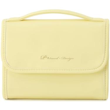 Imagem de VanFn Bolsas de cosméticos, bolsa de maquiagem bolsa de cosméticos para mulheres, bolsa de maquiagem de viagem grande para meninas, bolsa de maquiagem, bolsas de pincel, série P.Travel, Amarelo,