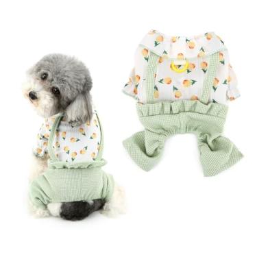 Imagem de Ranphy Camisas florais para cães, macacões modernos para cães pequenos, roupas fofas para cachorro primavera verão roupas de quatro pernas Yokie Chihuahua roupas de gatos, verde, GG