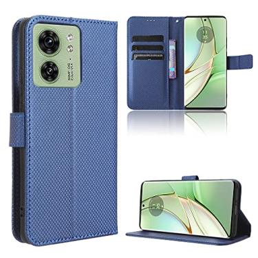 Imagem de Elubugod Capa para Motorola Edge 40 Capa de couro, capa flip de couro PU para Motorola Edge 40 5G XT2303-2 capa azul