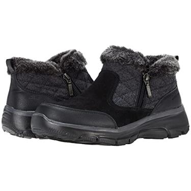 Imagem de Skechers Bota feminina de cano curto de lã acolchoada fácil de vestir, Preto, 6