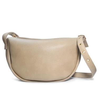 Imagem de Bolsa tiracolo Crescent Hobo Sling Bag feminina de couro vegano com alça ajustável, Nude.