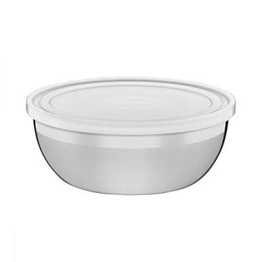 Imagem de Tramontina 61222250 Pote Redondo em Aço Inox com Tampa Plástica, Prata, 25 cm, 4.2 l